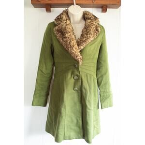 Vintage Penny Lane Jacket Y2K Rampage S Green Faux Fur Retro Mod Rockabilly